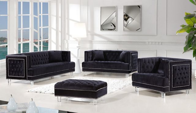 Meridian Furniture Lucas Black Velvet Ottoman-3