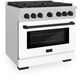 ZLINE Autograph Edition Paramount 36" Satin Stainless Steel Pro Style Dual Fuel Range with White Matte Door and Matte Black Accents-2