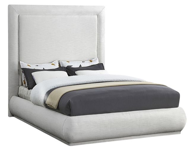 Meridian Furniture Brooke Cream Queen Upholstered Panel Bed-0
