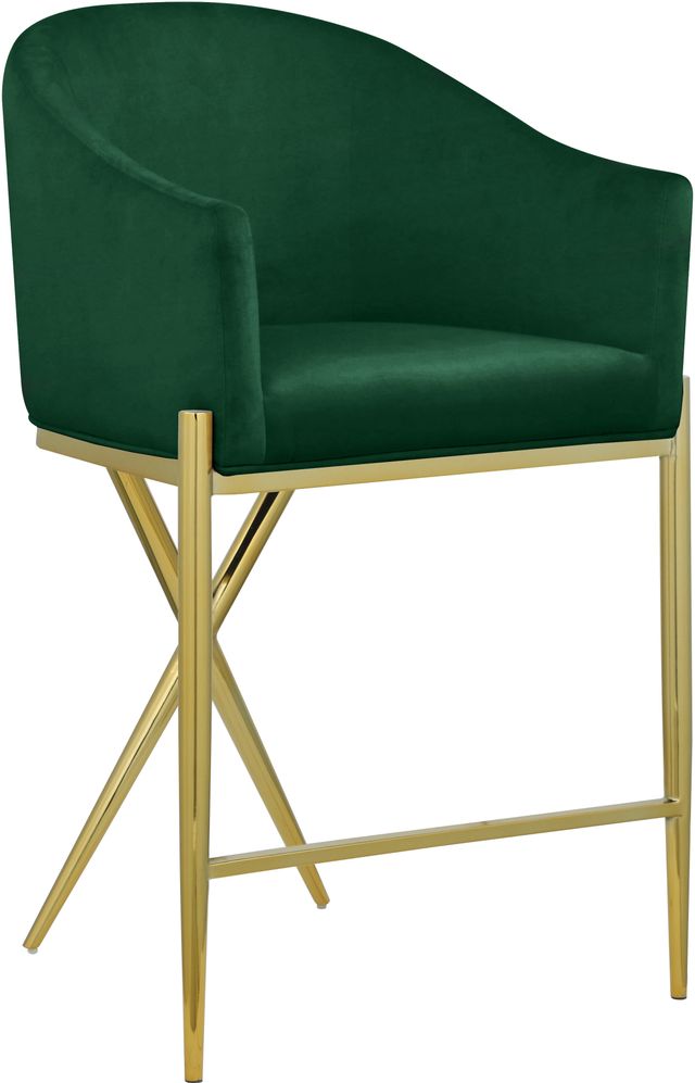 Meridian Furniture Xavier Green/Gold Velvet Counter Stool-0