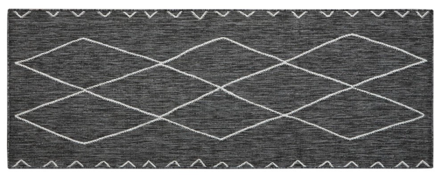 Olliix by Madison Park Darya Grey/White Runner Moroccan Indoor/Outdoor Rug-0