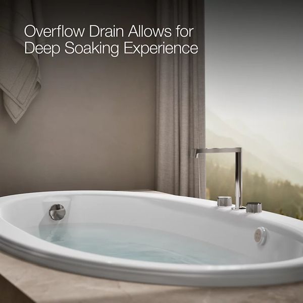 KOHLER® Sunward® White 72" x 42" Drop-In Heated BubbleMassage™ Air Bath-4