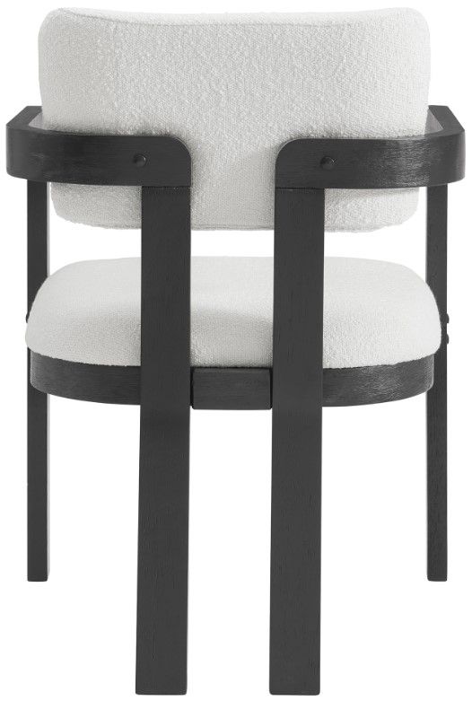 Elements International Portland Black/Snow White Upholstered Dining Arm Chair-2