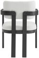 Elements International Portland Black/Snow White Upholstered Dining Arm Chair-2