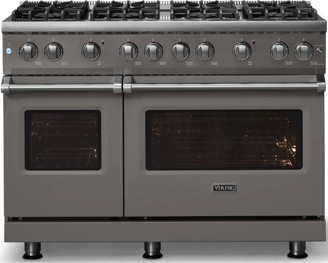 Viking® 5 Series 48" Damascus Gray Pro Style Gas (LP) Range with Polished Chrome Trim-3