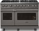 Viking® 5 Series 48" Damascus Gray Pro Style Gas (LP) Range with Polished Chrome Trim-3