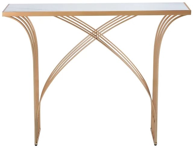 Stylecraft Gold/White Marble Arch Console Table-3