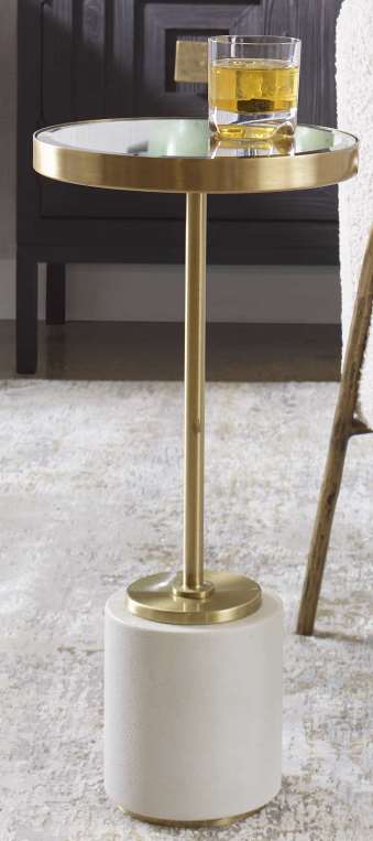Uttermost® Laurier Mirror Top Drink Table with Brushed Brass