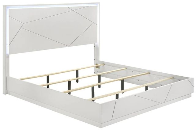 ACME Furniture Esther White/Silver High Gloss Eastern King Panel Bed-0