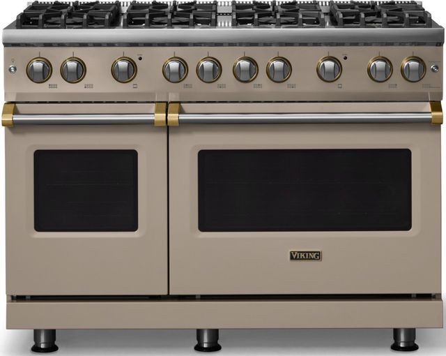 Viking® 5 Series 48" Nantucket Pro Style Gas (NG) Range with Brushed Brass Trim-0