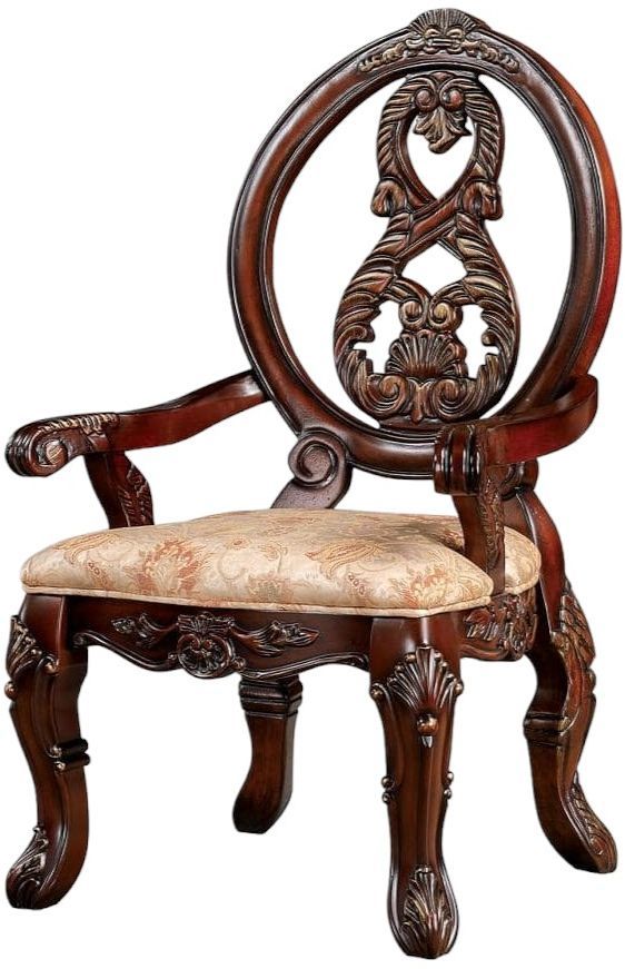 Furniture of America® Normandy 2-Piece Brown Cherry/Tan Arm Chair Set-3