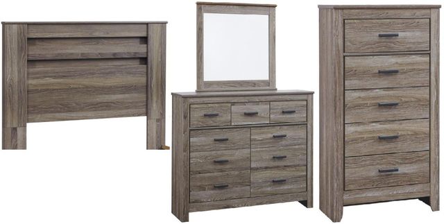 Signature Design by Ashley® Zelen 4-Piece Warm Gray Queen/Full Panel Headboard Set-0