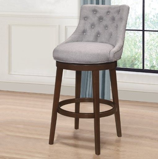 HH2 Home Halbrooke Chocolate/Smoke Gray Swivel Counter Stool-5