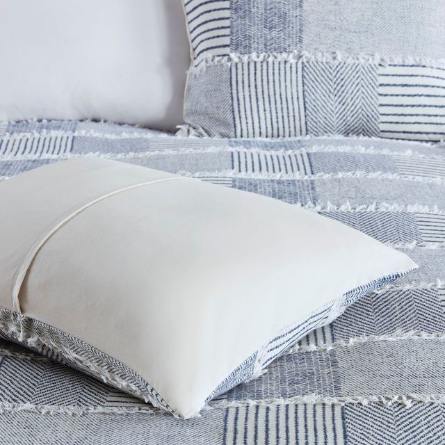 Olliix by Madison Park Schafer Blue King/California King Five Piece Cotton Clipped Comforter Set-4