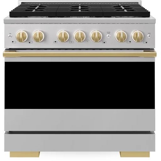 ZLINE Marino 36" Stainless Steel Pro Style Gas Range with Polished Gold Accents-0