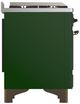 Ilve® Majestic III 48" Emerald Green Pro Style Dual Fuel Natural Gas Range with Solid Door and Burnished Trim-4