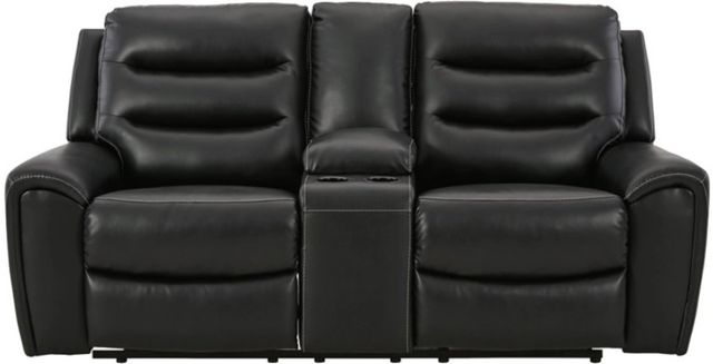 Signature Design by Ashley® Warlin Black Power Reclining Loveseat with Console-2