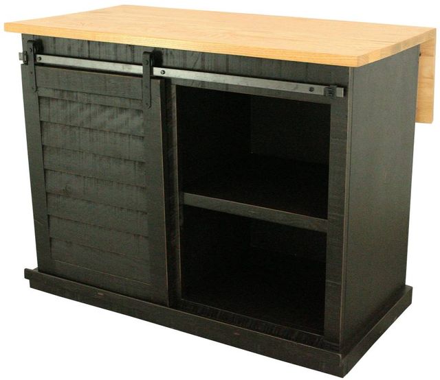 American Heartland Manufacturing Rustic Antique Black 3-Shelf Shutter Door Kitchen Island-1
