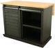 American Heartland Manufacturing Rustic Antique Black 3-Shelf Shutter Door Kitchen Island-1