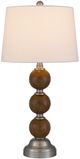 Cal® Lighting & Accessories Stacked Orb 2-Piece Brushed Steel/Justic Oak Table Lamp Set-1