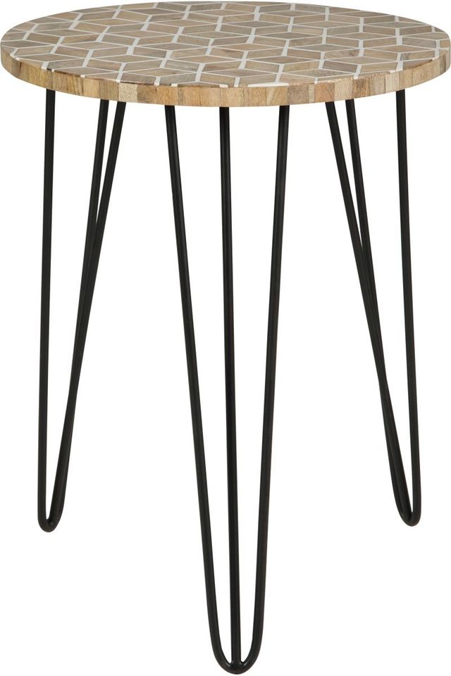 Signature Design by Ashley® Drovelett Light Brown Accent Table with Black Hairpin Legs -0
