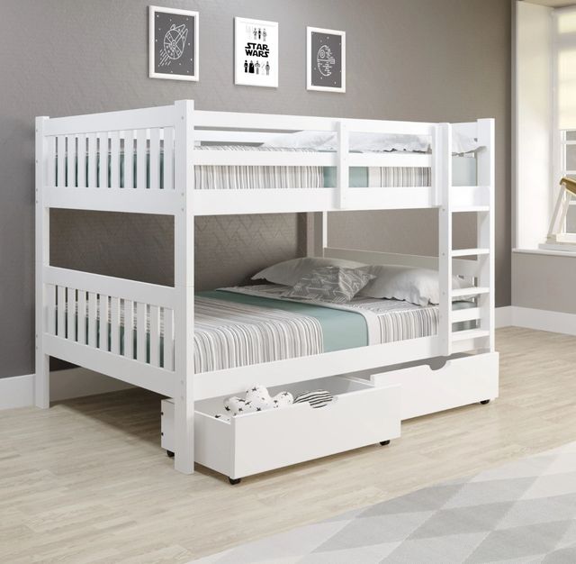Donco Kids Austin Mission White Full/Full Bunk Bed with Drawer Storage-1