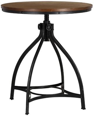 Powell® Haywood Brown Wooden Top Bar Table with Steel Base