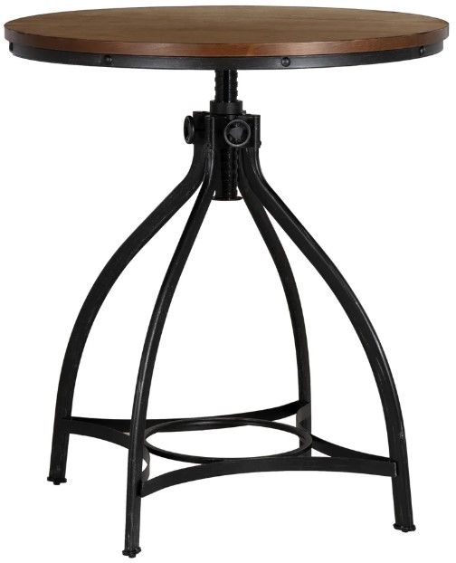 Powell® Haywood Brown Wooden Top Bar Table with Steel Base-0