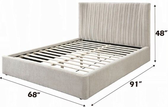 ACME Furniture Loren Beige Queen Upholstered Panel Bed-2