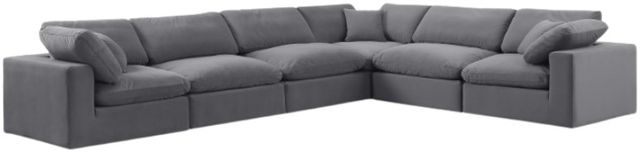 Meridian Furniture Comfy 6-Piece Gray Velvet Sofa Sectional-0