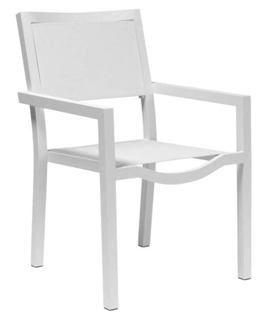 Sunset West Naples Satin White Fabric/Metal Outdoor Dining Chair-0