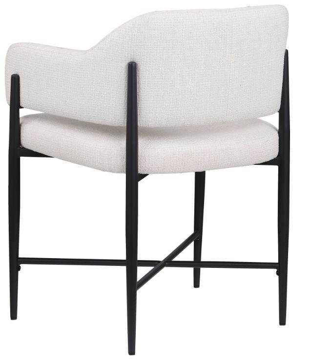 Meridian Furniture Dame Cream/Black Upholstered Dining Arm Chair-3