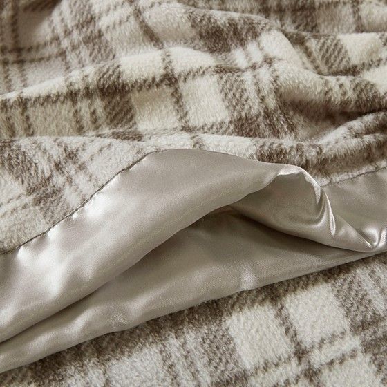Olliix by True North by Sleep Philosophy Micro Fleece Gray Plaid Twin Blanket-1