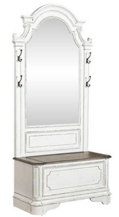 Liberty Furniture Magnolia Manor 2-Piece Antique White/Weathered Bark Hall Tree Set