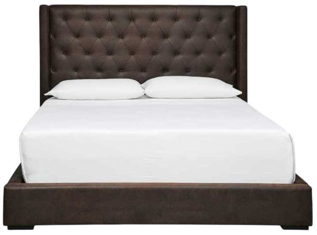Signature Design by Ashley® Lavernty Coffee Queen Upholstered Panel Storage Bed-3