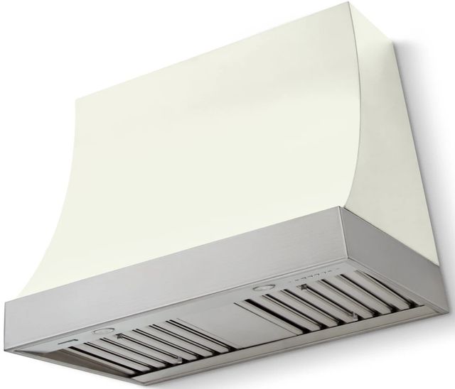 La Cornue CornuFé Marquee 36" Pure White Range Hood with Satin Chrome Trim-0