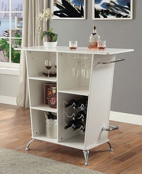 Furniture of America® Fuero Chrome/White Bar Table-1