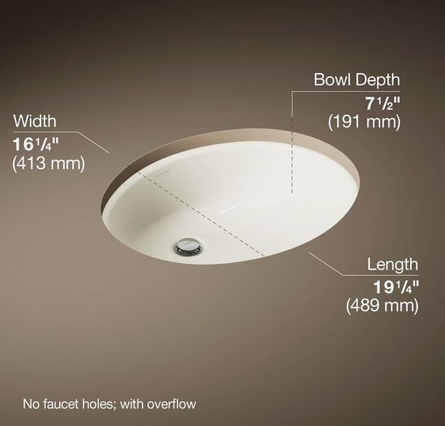 Kohler Caxton® Biscuit 19.25" Oval Undermount Bathroom Sink-3
