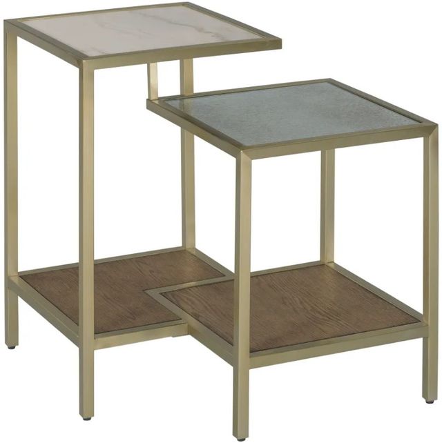 Hammary® Hidden Treasures Glass Top Tiered Accent Nesting Table with Gold Base-0