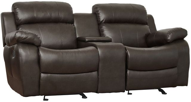 Homelegance® Marille Brown Manual Double Glider Reclining Loveseat with Center Console-0