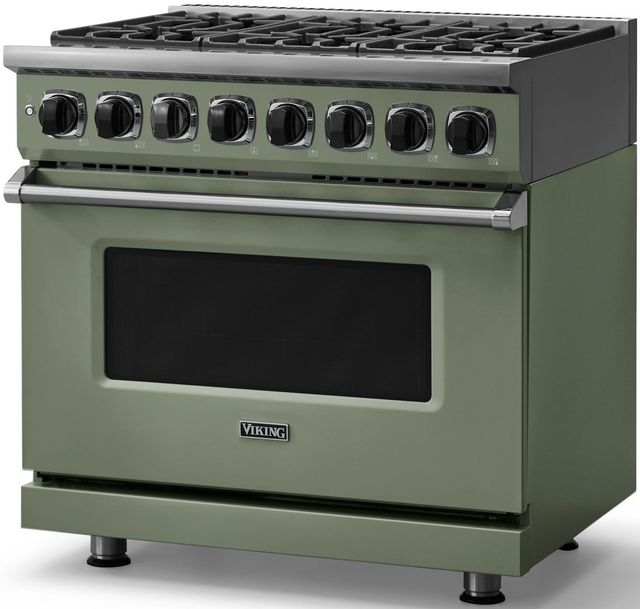 Viking® 7 Series 36" Eucalyptus Pro Style Dual Fuel Range-3