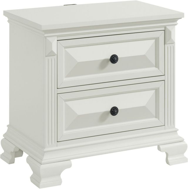 Elements International Bridgestone Antique White Nightstand-0
