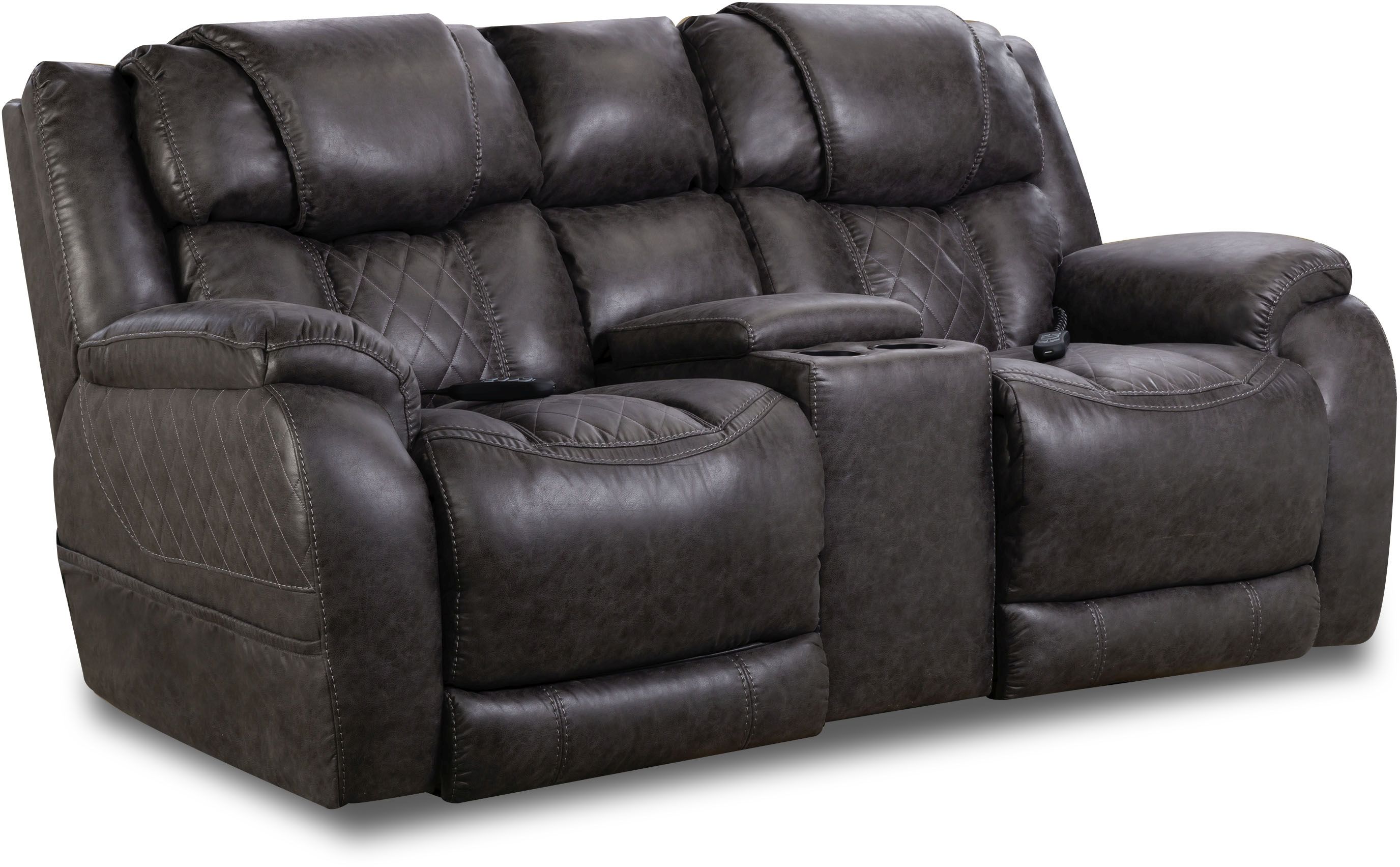 HomeStretch Steel Power Reclining Loveseat with Console Pieratt s