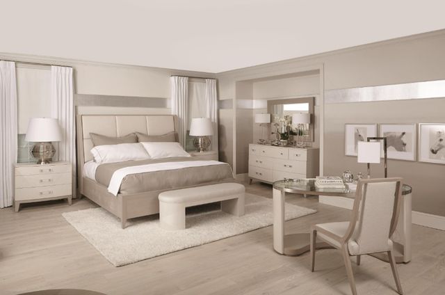 Bernhardt Axiom Beige/Linear Gray Queen Upholstered Panel Bed-1