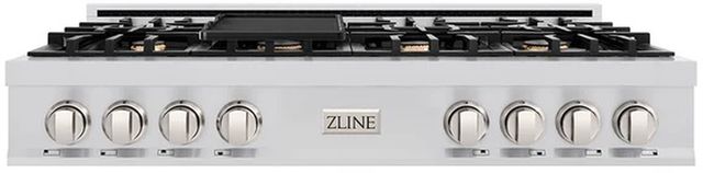 ZLINE Legacy 48" Gas Rangetop with 6 Brass Burners and Porcelain Cooktop in Stainless Steel with Griddle-0
