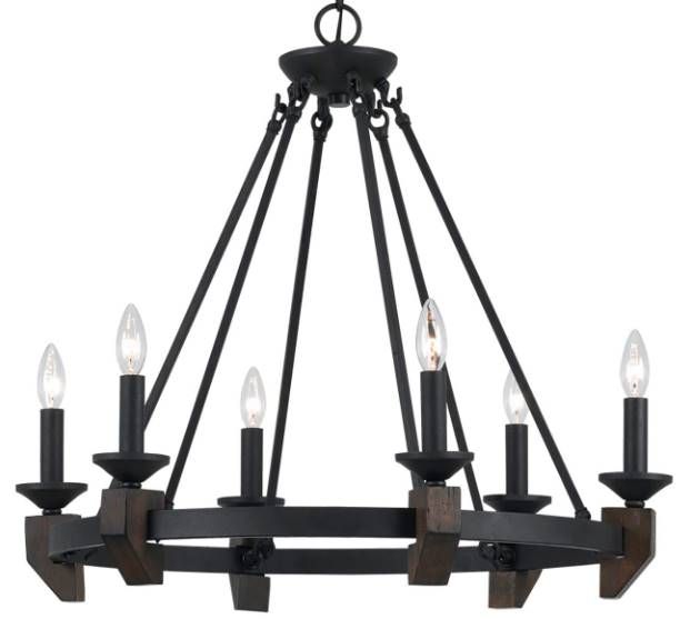 Cal® Lighting & Accessories Cruz 6-Light Bronze/Wood Chandelier-1