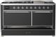 Ilve® Majestic III 60" Graphite Matte Pro Style Dual Fuel Liquid Propane Range with Solid Door and Chrome Trim-4