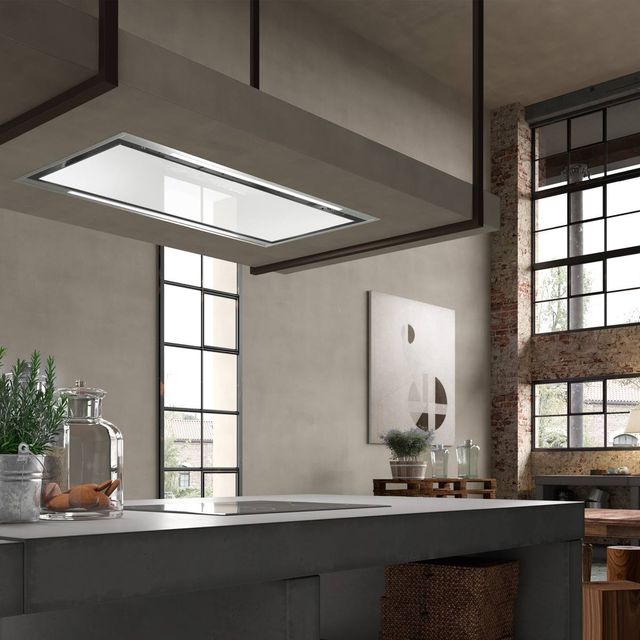 Faber Stratus Isola 48" White Glass Island Range Hood -1