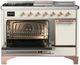 Ilve® Majestic III 48" Antique White Pro Style Dual Fuel Liquid Propane Range with 5 Black Brass Burners and Copper Trim-2