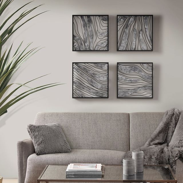 Olliix by Madison Park Slate 4 Piece Silver Metal Wall Decoration Set-2